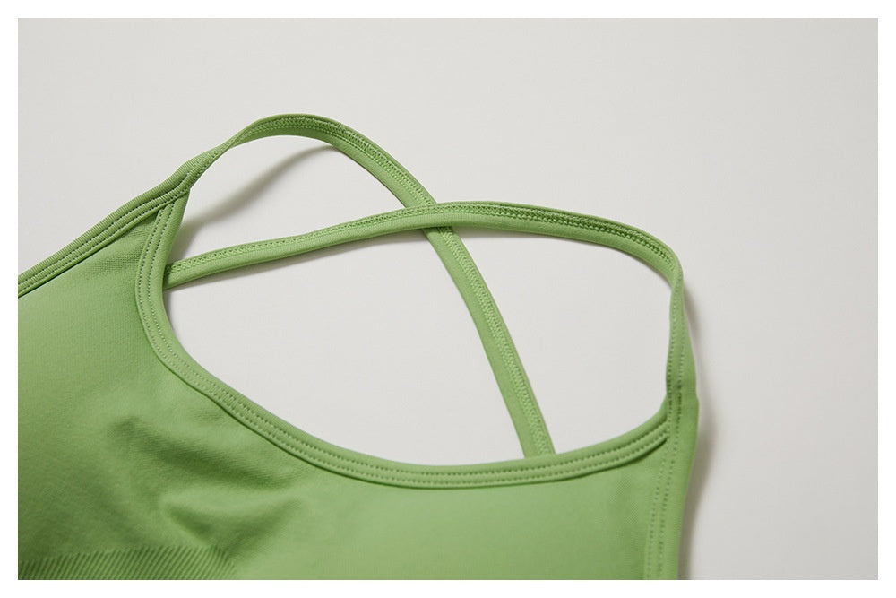 Beautiful back camisole running yoga fitness vest sports bra padded low impact spaghetti strap tops