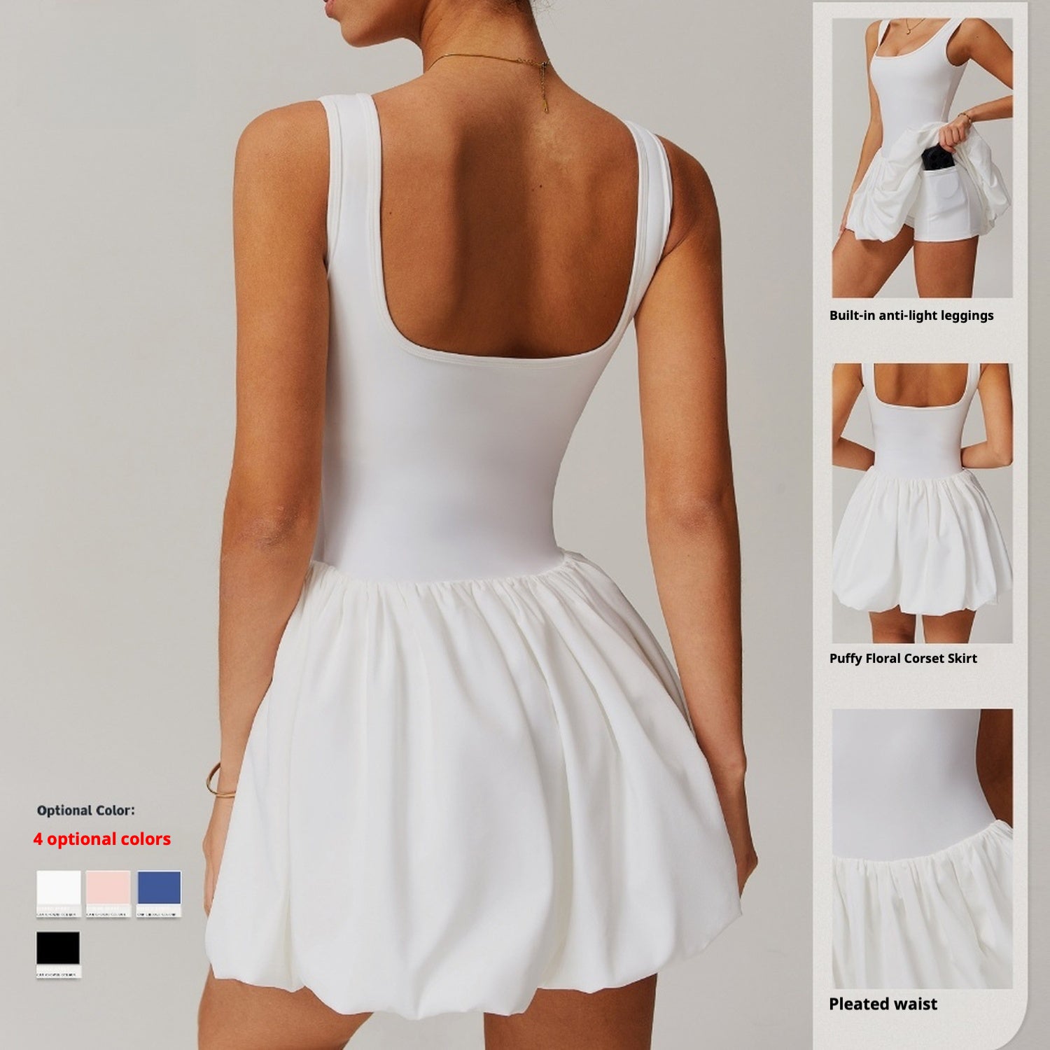 Fake two-piece dress anti-exposure outdoor running fitness tennis skirt bottoming nude feeling sports
