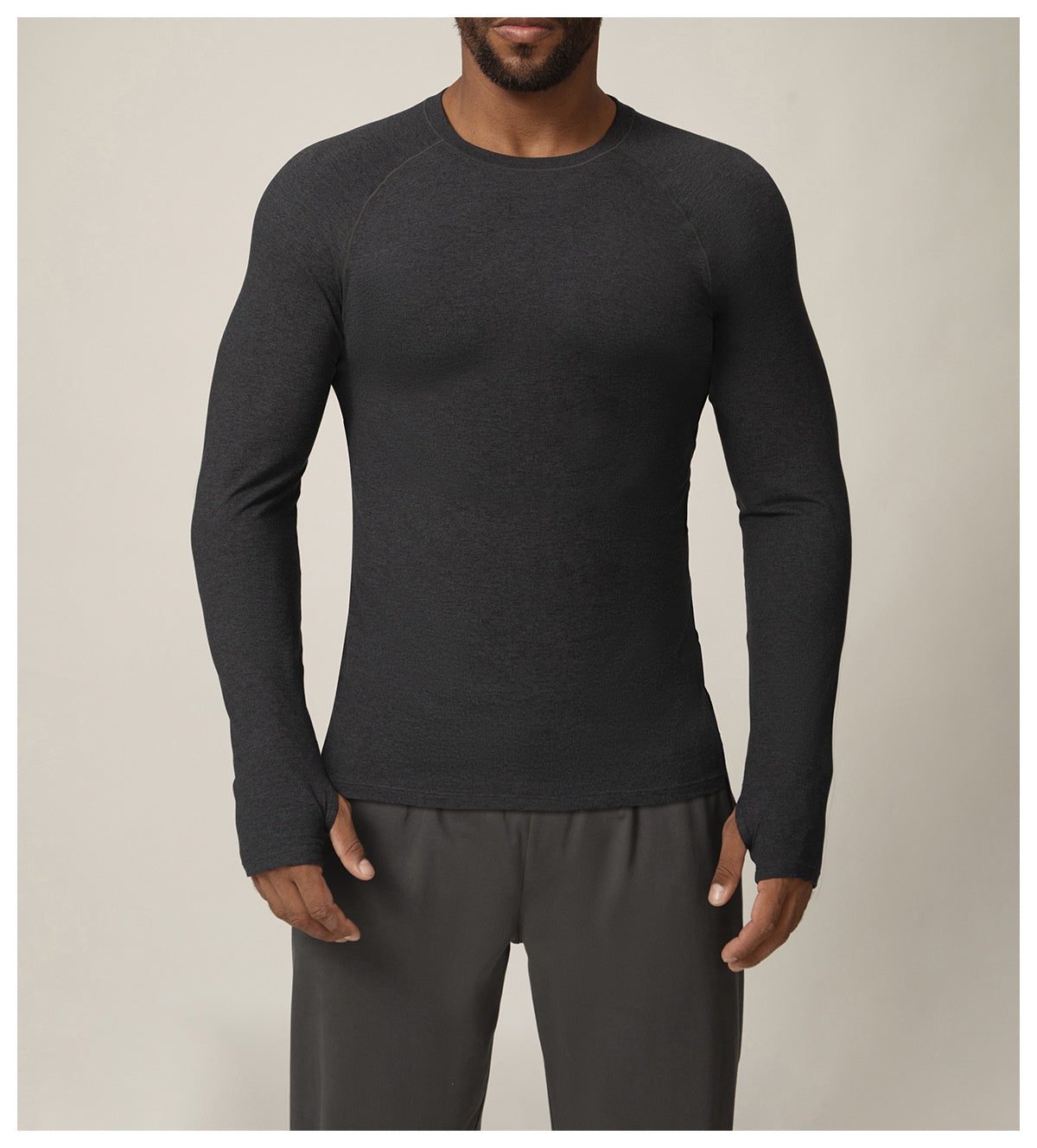 Quick-drying long-sleeved T-shirt autumn and winter running fitness tennis training stretch tops outdoor running fitness clothes with finger sleeves