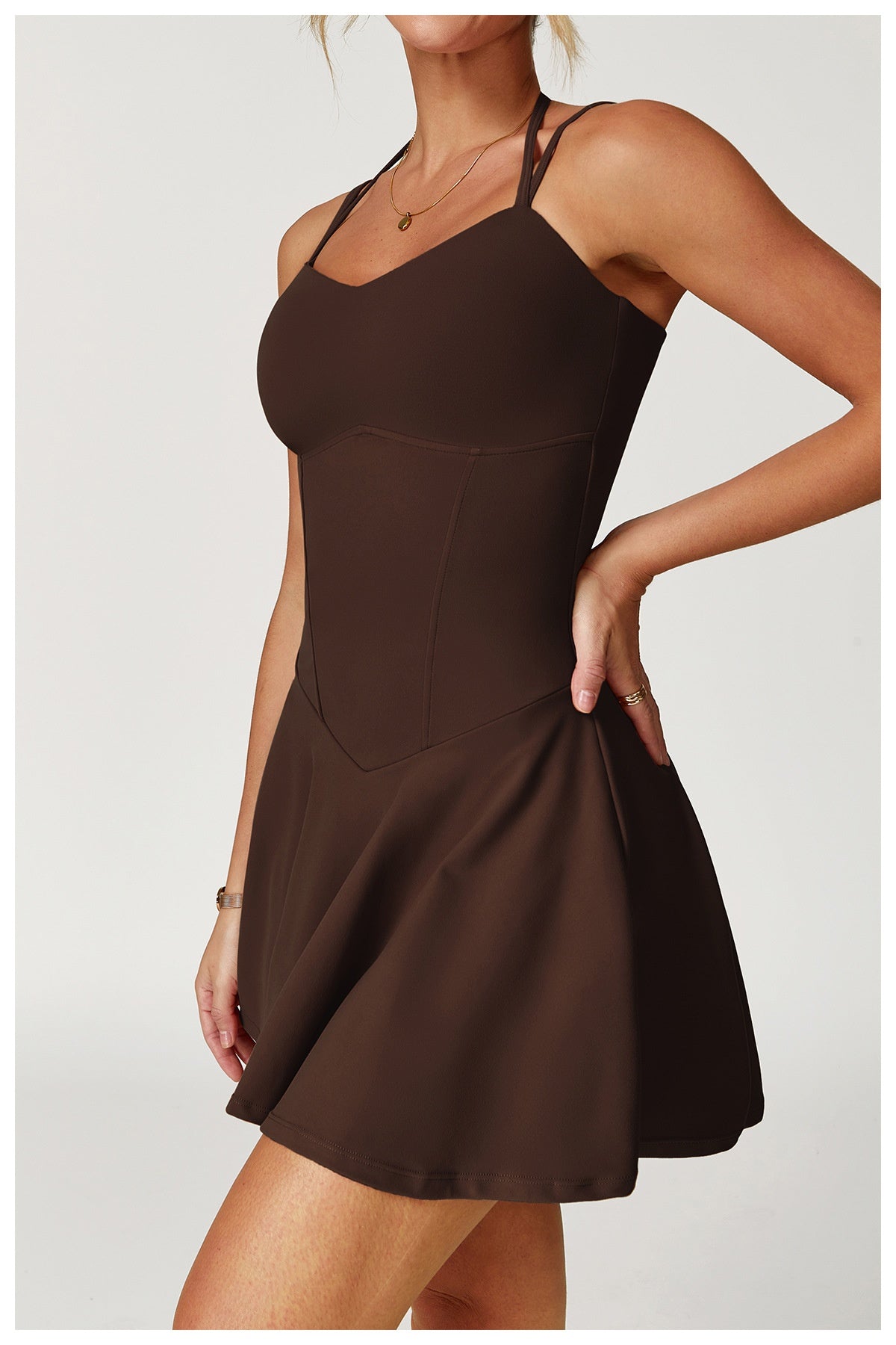 Fake two-piece dress anti-exposure outdoor running fitness tennis skirt bottoming nude feeling sports