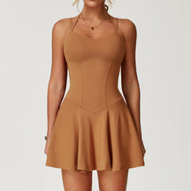 Fake two-piece dress anti-exposure outdoor running fitness tennis skirt bottoming nude feeling sports