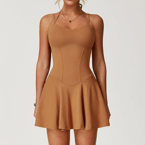 Fake two-piece dress anti-exposure outdoor running fitness tennis skirt bottoming nude feeling sports