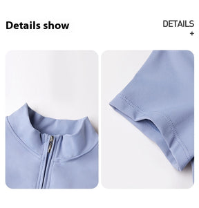 Zipper tights High elasticity One-piece Quick-drying slim fit Yoga Half turtleneck
