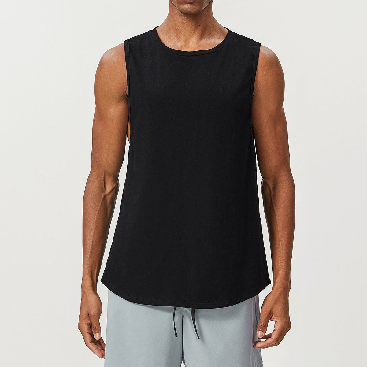 Men's Cotton Tank Tops Workout Gym Moisture Wicking T Shirts Muscle Athletic Sleeveless Top