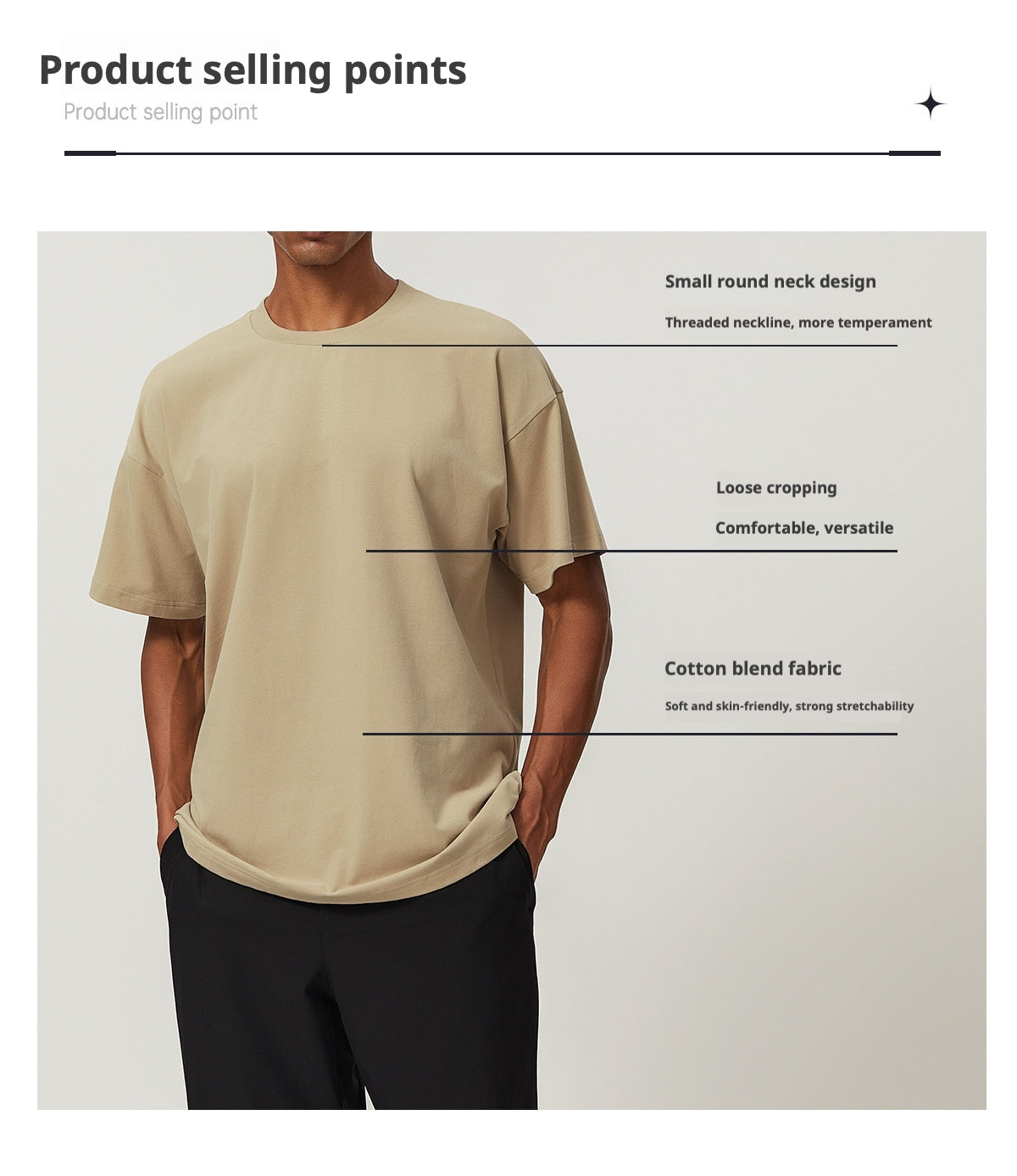 citywalk cotton soft sweat-absorbent loose sports leisure fitness tops soft cotton skin-friendly breathable T-shirt