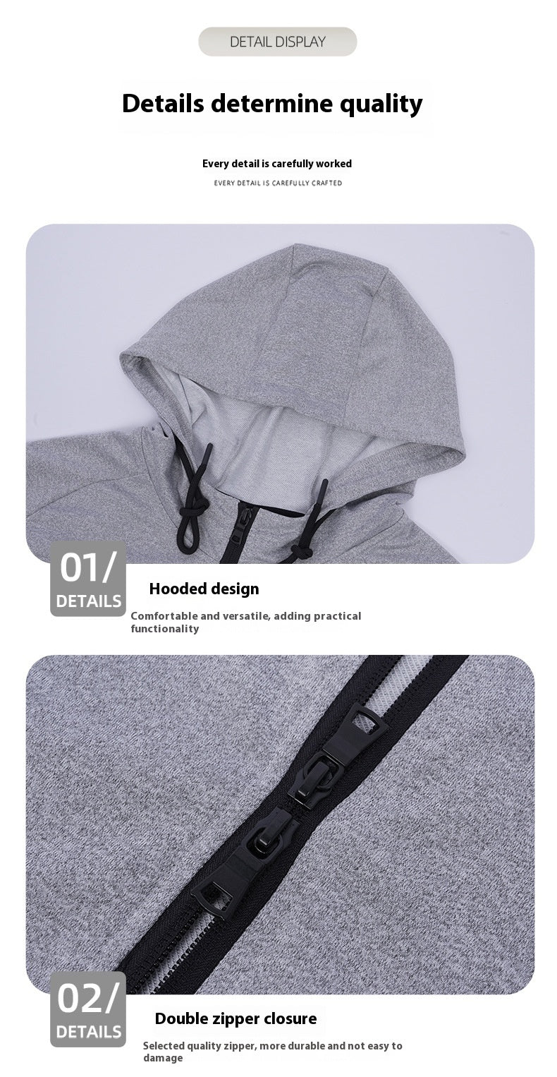 Cardigan Jacket Hooded Jogging Quick Dry Sweater Running Fitness Jacket Spring Autumn Winter Outdoor Aerobics