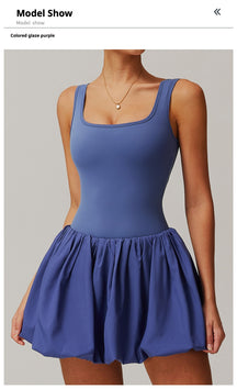 Fake two-piece dress anti-exposure outdoor running fitness tennis skirt bottoming nude feeling sports