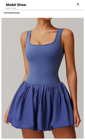 Fake two-piece dress anti-exposure outdoor running fitness tennis skirt bottoming nude feeling sports