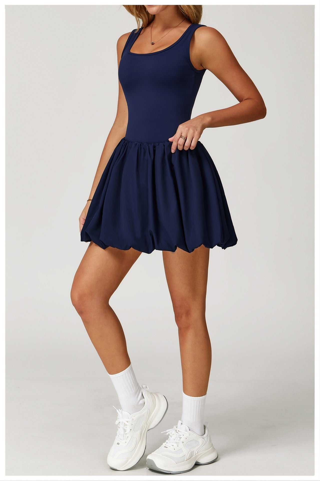 Fake two-piece dress anti-exposure outdoor running fitness tennis skirt bottoming nude feeling sports
