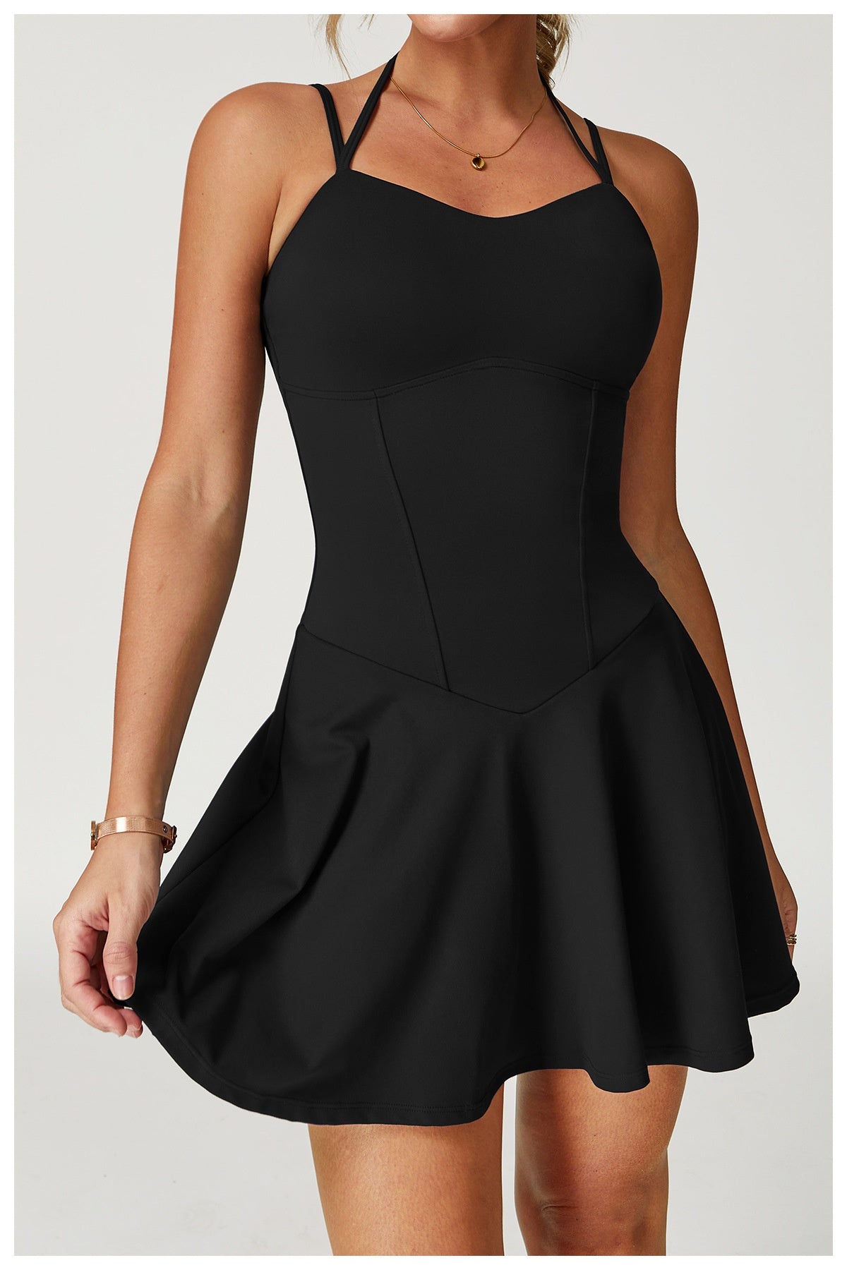 Fake two-piece dress anti-exposure outdoor running fitness tennis skirt bottoming nude feeling sports