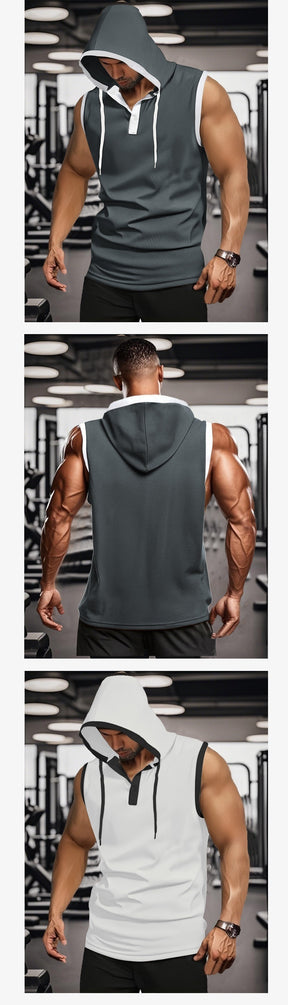 Quick-drying sleeveless hooded muscle exercise fitness vest summer T-shirt