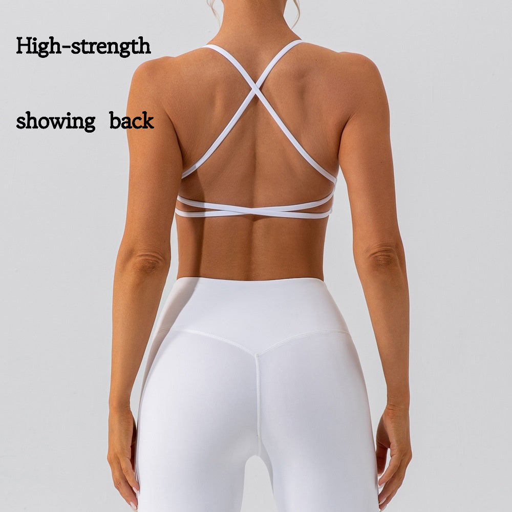 Beautiful back High strength Outdoor Yoga Running Fitness Strong wrap Gather Fixed chest pad Seamless Antibacterial ComfortSeamless