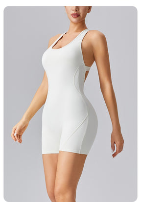 Yoga Sexy I-back Hollow Bodysuit High Elasticity Hip Lifting Nude Bodysuit Quick Dry