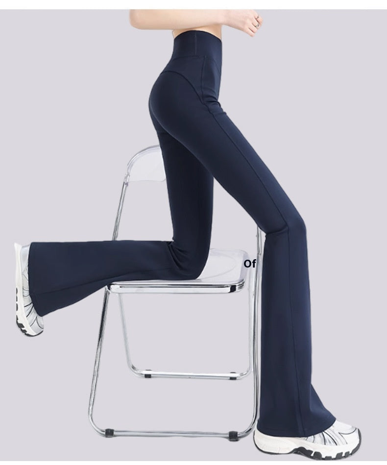 Summer casual sporty style, leg-shaping, high-elasticity flared pants, high-waist slimming, slightly flared pants, with a luxurious drape, wide-leg pants.