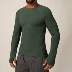 Quick-drying long-sleeved T-shirt autumn and winter running fitness tennis training stretch tops outdoor running fitness clothes with finger sleeves