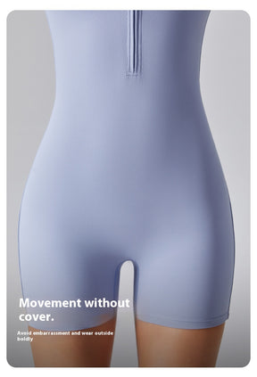 Zipper tights High elasticity One-piece Quick-drying slim fit Yoga Half turtleneck